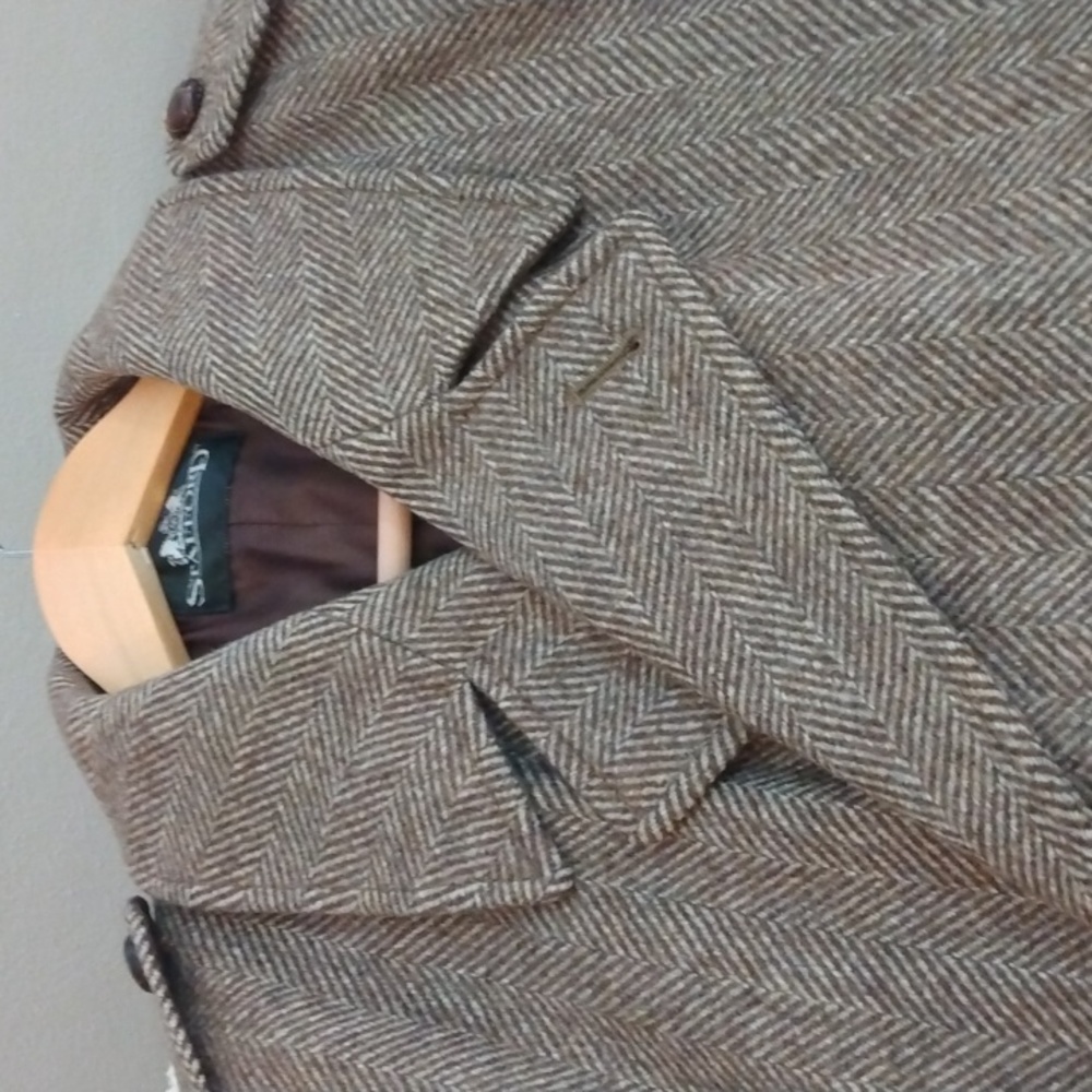 Stafford Hampshire Herringbone Wool Tailored Jacket Men's Size L /eaa498598